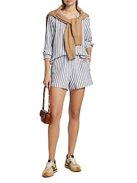 Leighton Striped Cotton Shorts