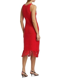Nia Cotton-Blend Fringe-Hem Knit Midi-Dress