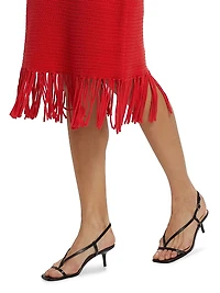 Nia Cotton-Blend Fringe-Hem Knit Midi-Dress