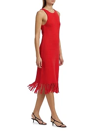 Nia Cotton-Blend Fringe-Hem Knit Midi-Dress