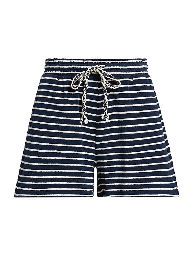 Teddy Striped Cotton Terry Shorts