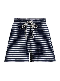 Teddy Striped Cotton Terry Shorts