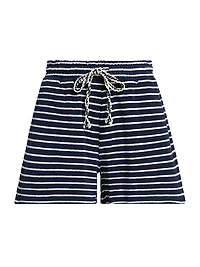 Teddy Striped Cotton Terry Shorts