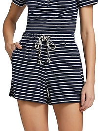 Teddy Striped Cotton Terry Shorts