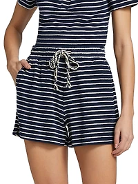 Teddy Striped Cotton Terry Shorts