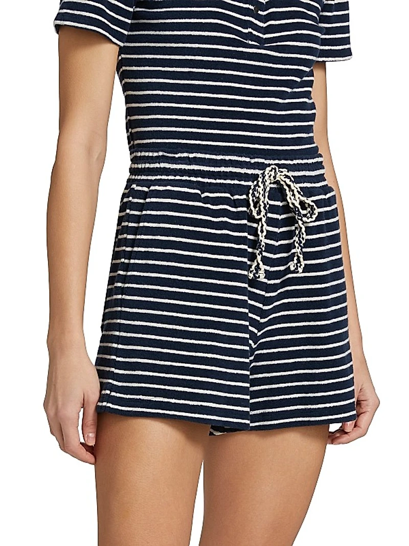 Teddy Striped Cotton Terry Shorts