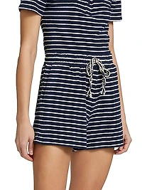 Teddy Striped Cotton Terry Shorts