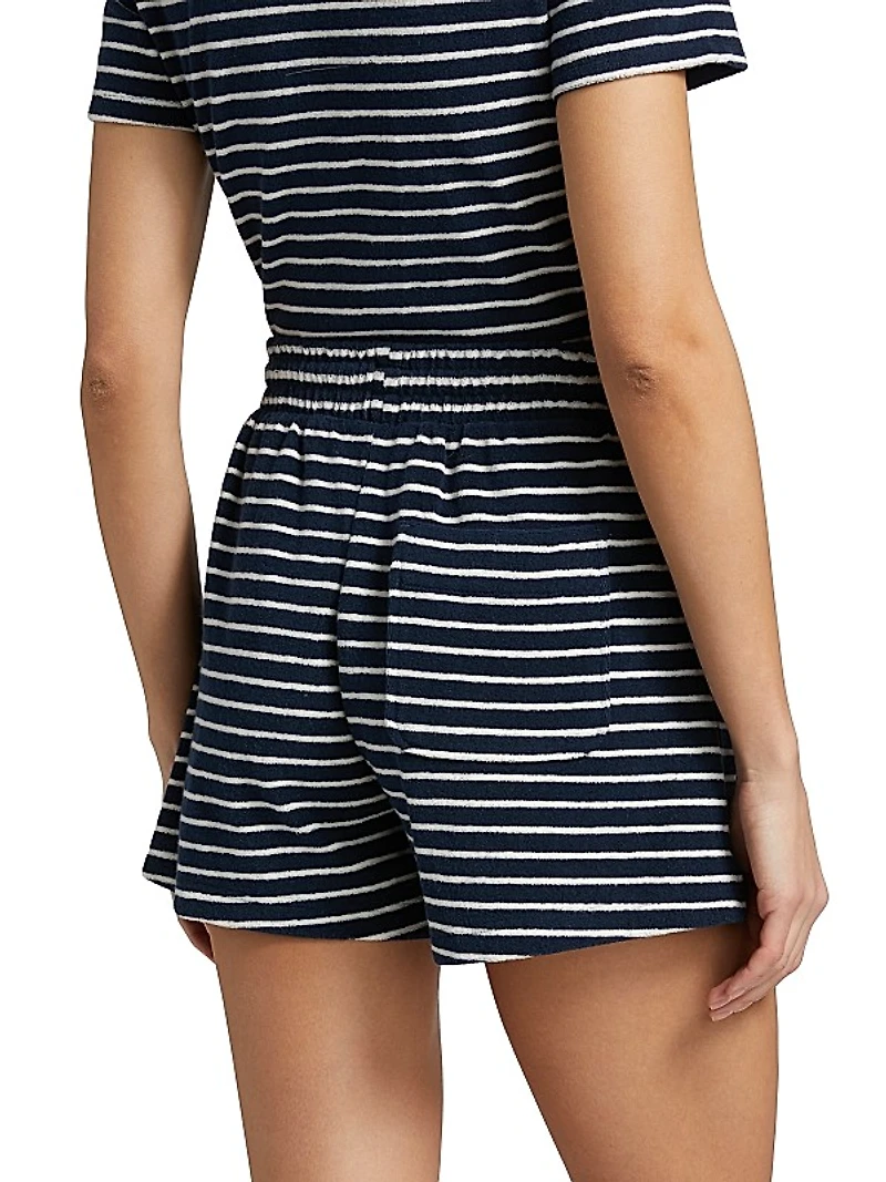 Teddy Striped Cotton Terry Shorts