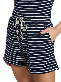 Teddy Striped Cotton Terry Shorts