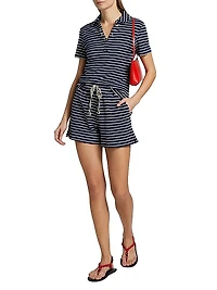 Teddy Striped Cotton Terry Shorts