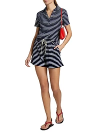 Teddy Striped Cotton Terry Shorts