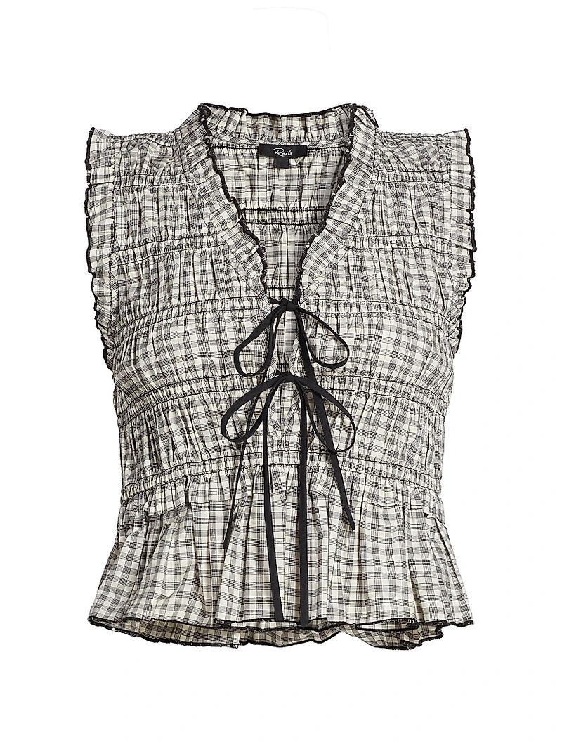 Martine Gingham Cotton-Blend Blouse