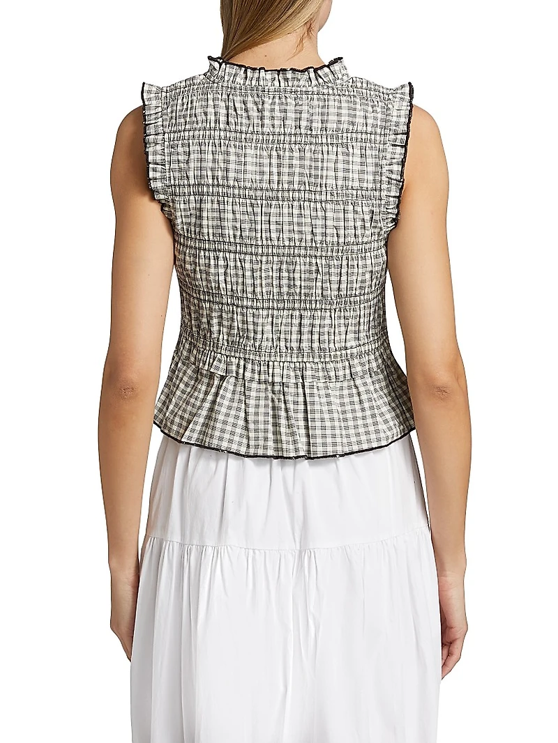Martine Gingham Cotton-Blend Blouse