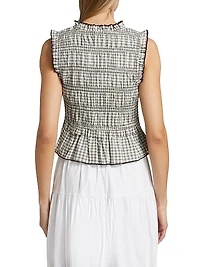 Martine Gingham Cotton-Blend Blouse