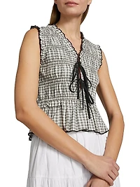 Martine Gingham Cotton-Blend Blouse