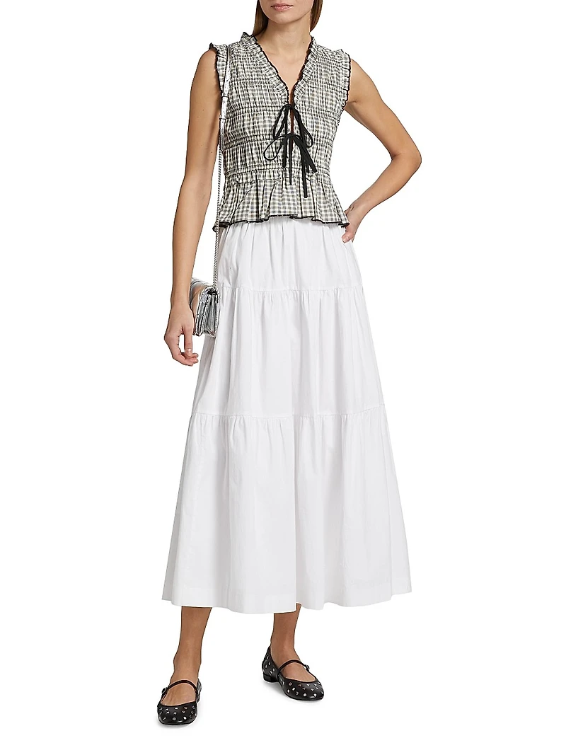 Martine Gingham Cotton-Blend Blouse