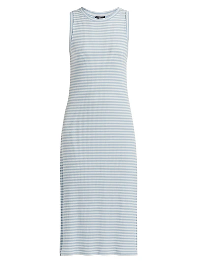 Striped Stretch Cotton Tank Midi-Dress