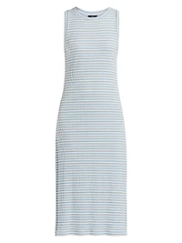 Striped Stretch Cotton Tank Midi-Dress
