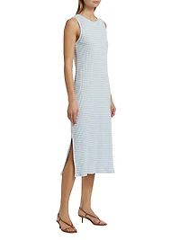 Striped Stretch Cotton Tank Midi-Dress