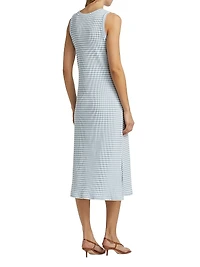 Striped Stretch Cotton Tank Midi-Dress