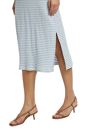 Striped Stretch Cotton Tank Midi-Dress