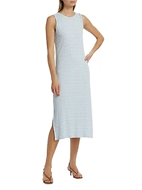 Striped Stretch Cotton Tank Midi-Dress