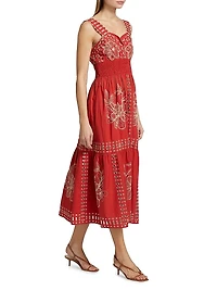 Fawn Embroidered Cotton Midi-Dress