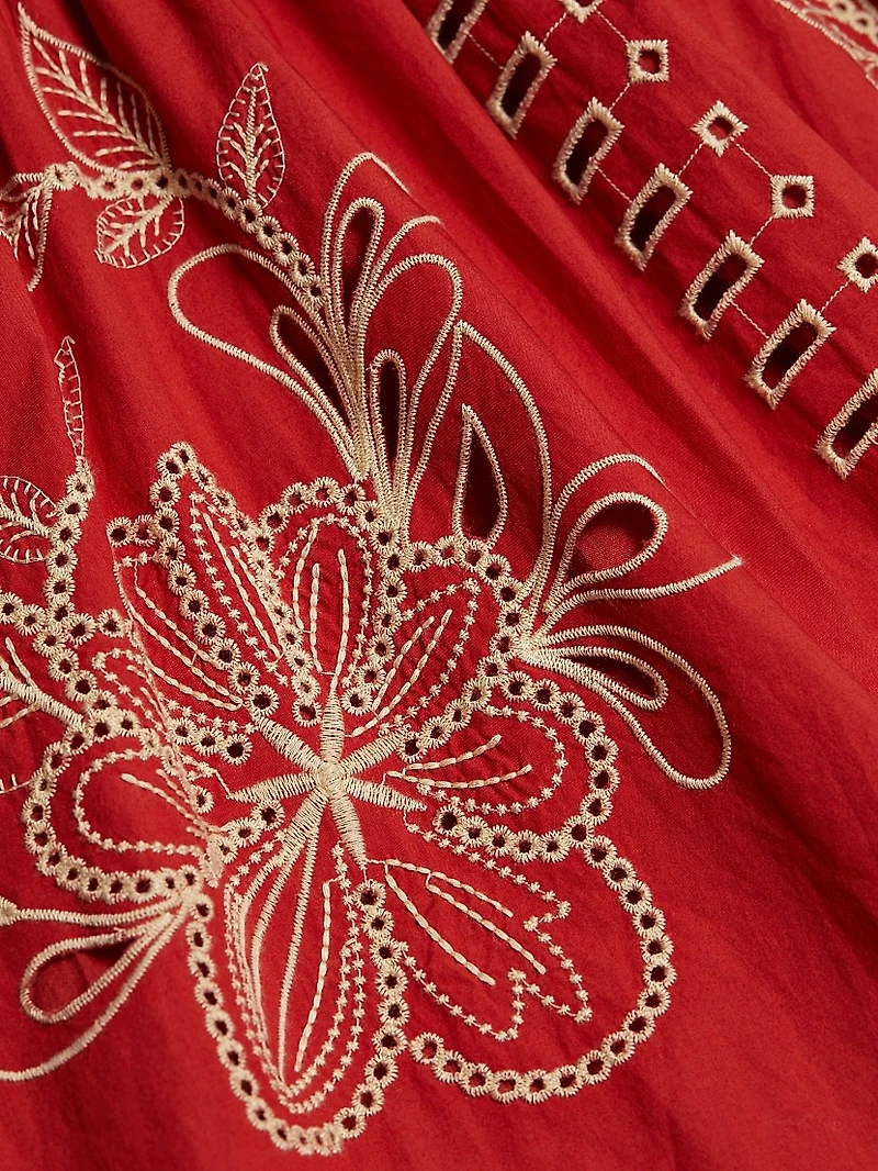 Fawn Embroidered Cotton Midi-Dress