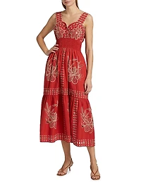Fawn Embroidered Cotton Midi-Dress