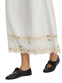 Sol Cotton Poplin Eyelet-Hem Midi-Skirt