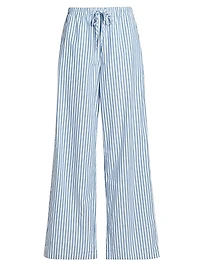 Emmie Striped Cotton Wide-Leg Pants