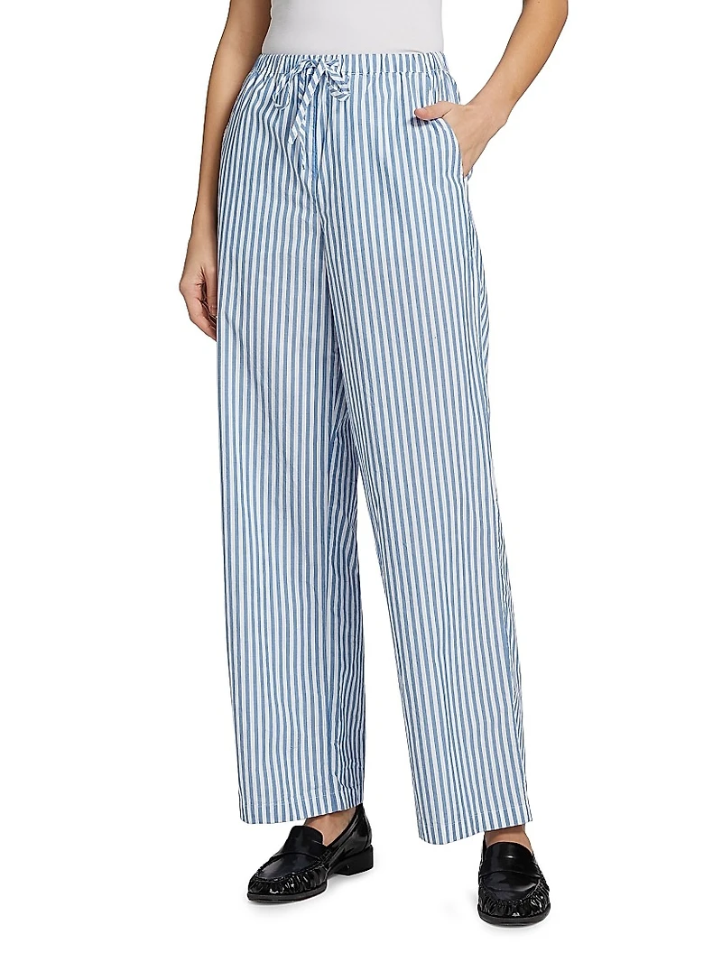 Emmie Striped Cotton Wide-Leg Pants