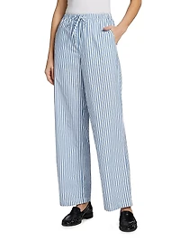 Emmie Striped Cotton Wide-Leg Pants