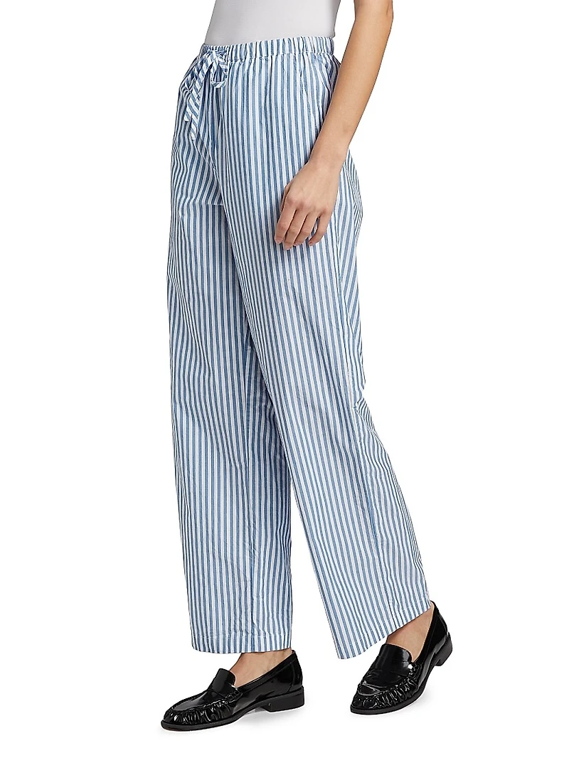 Emmie Striped Cotton Wide-Leg Pants