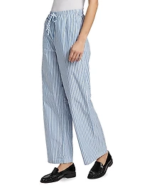 Emmie Striped Cotton Wide-Leg Pants