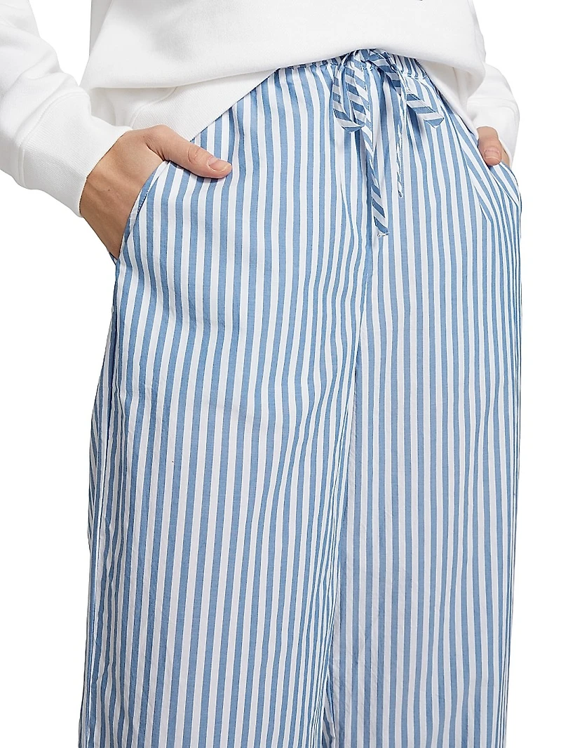 Emmie Striped Cotton Wide-Leg Pants