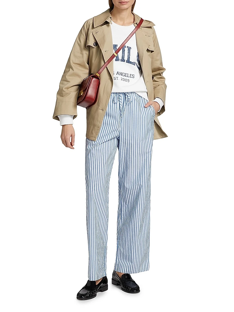 Emmie Striped Cotton Wide-Leg Pants