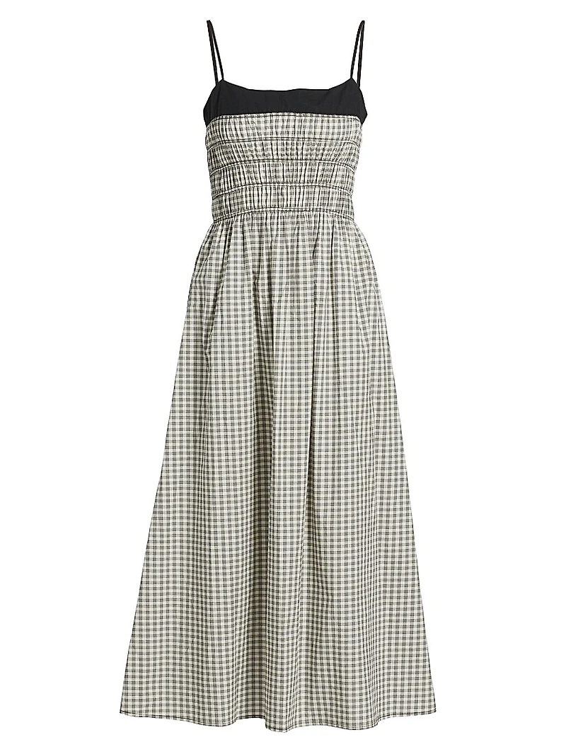 Primrose Gingham Stretch-Cotton Midi-Dress