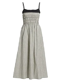 Primrose Gingham Stretch-Cotton Midi-Dress