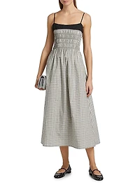 Primrose Gingham Stretch-Cotton Midi-Dress