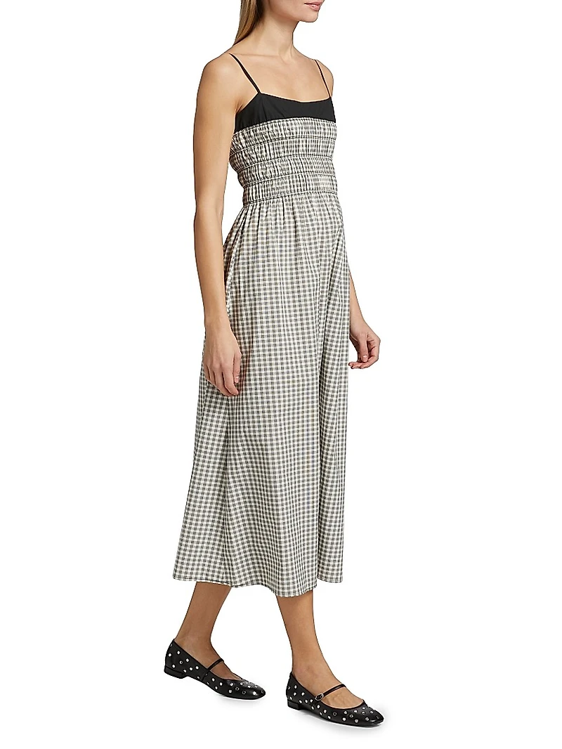 Primrose Gingham Stretch-Cotton Midi-Dress