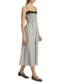 Primrose Gingham Stretch-Cotton Midi-Dress