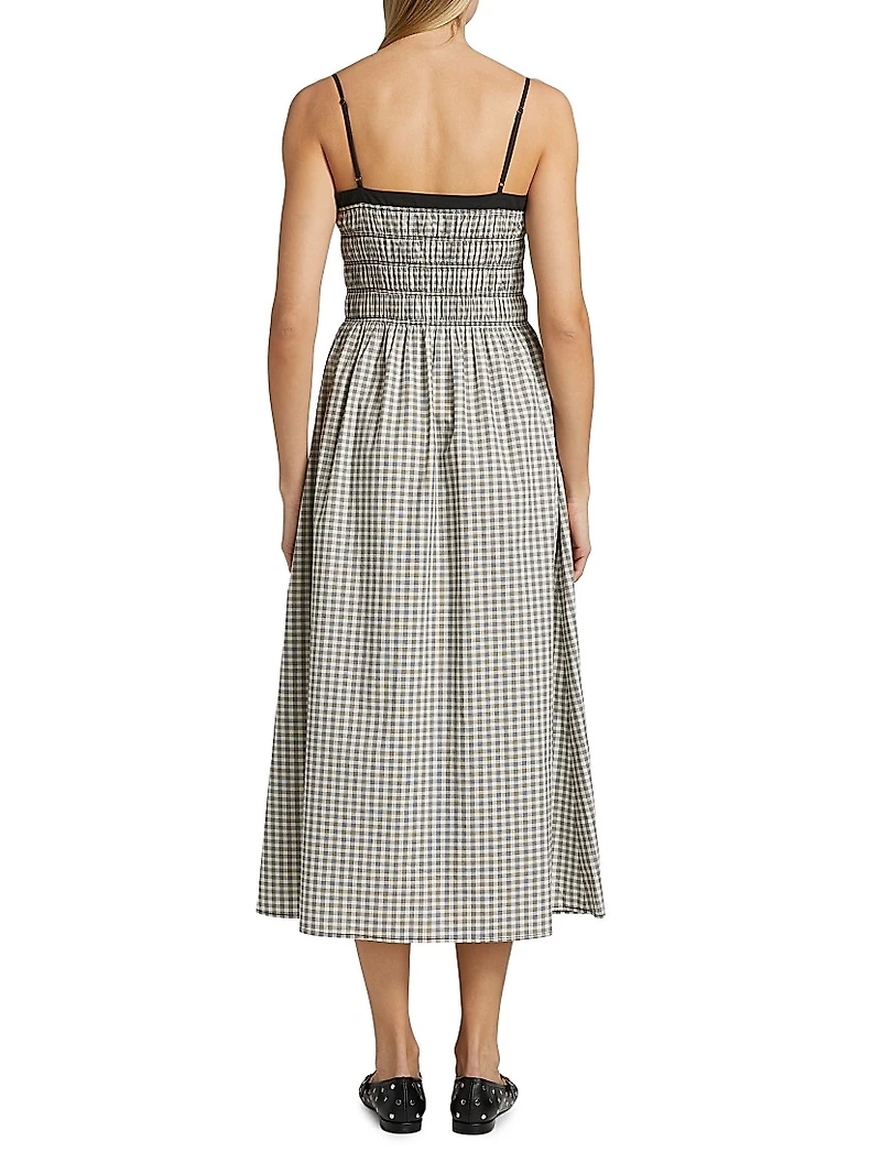 Primrose Gingham Stretch-Cotton Midi-Dress