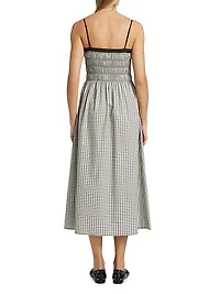 Primrose Gingham Stretch-Cotton Midi-Dress