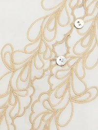 Tulip Embroidered Cotton Tie-Waist Minidress