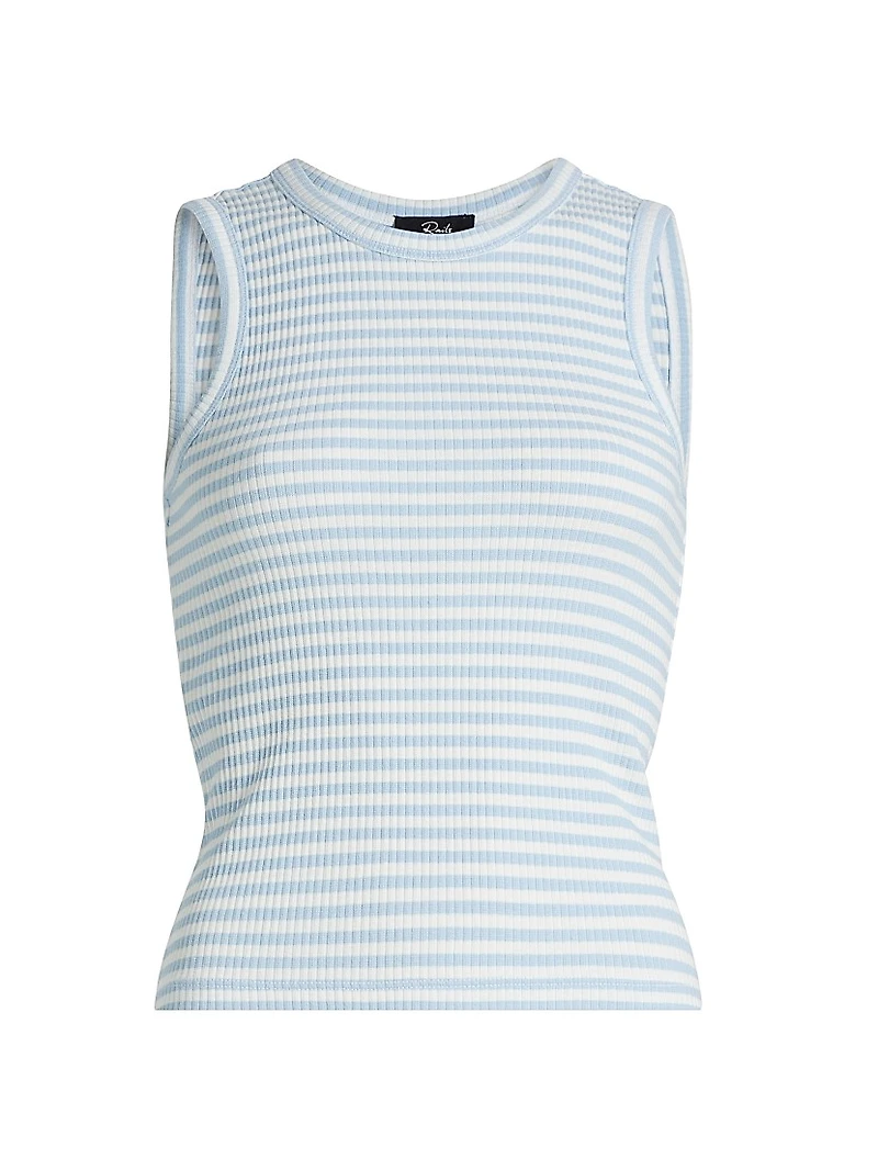 Striped Stretch Cotton Racer Tank