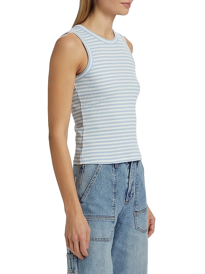 Striped Stretch Cotton Racer Tank