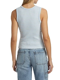 Striped Stretch Cotton Racer Tank