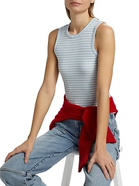 Striped Stretch Cotton Racer Tank
