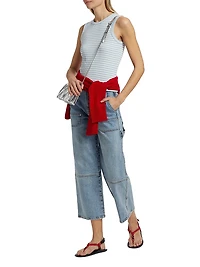 Striped Stretch Cotton Racer Tank